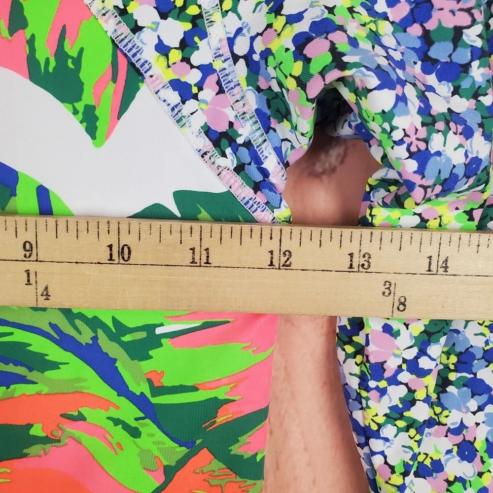 Maaji Girls Swim Top Sz 10 Multi Floral Stretch Reversible Full Zip Long Sleeve
